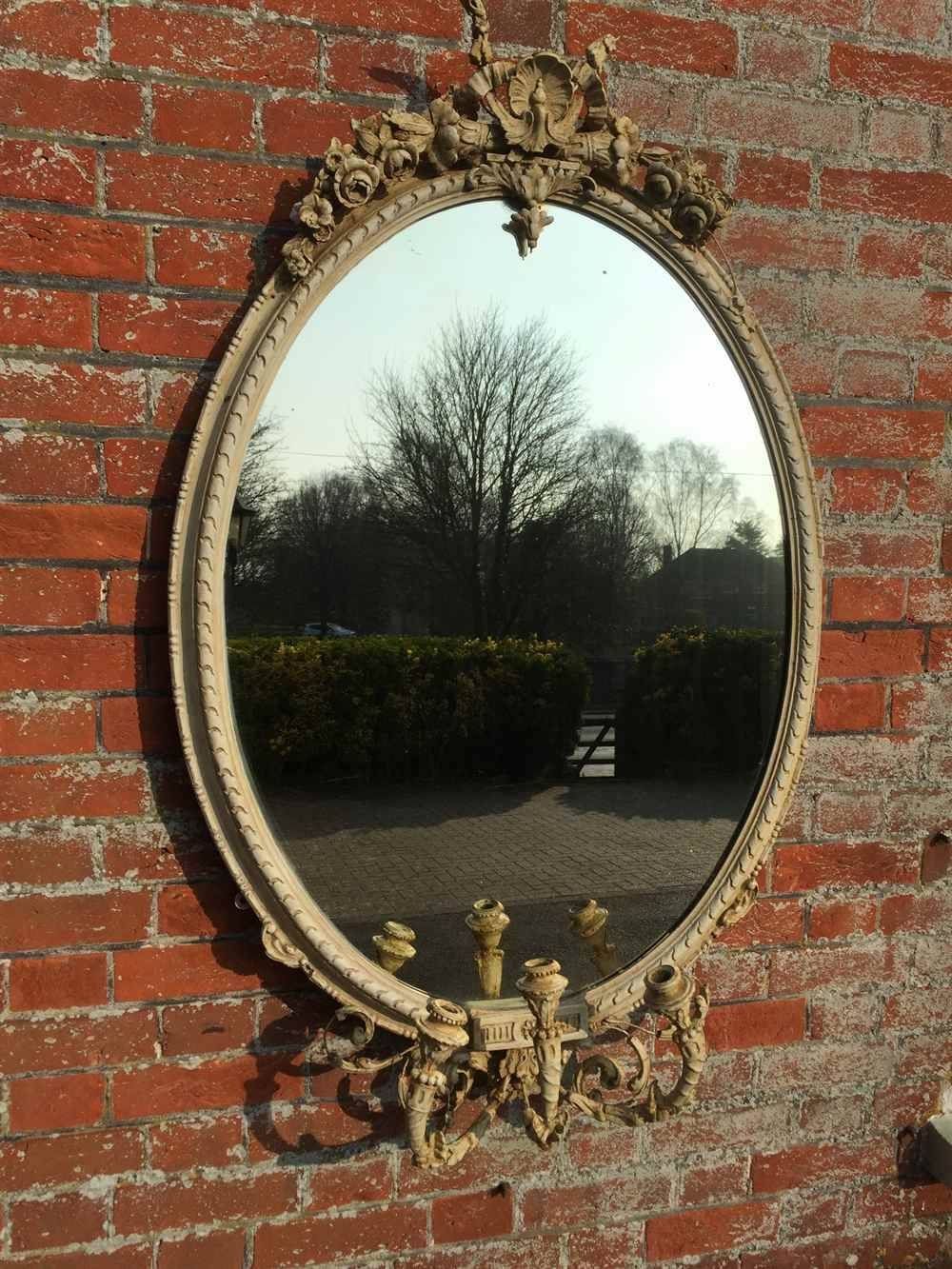 A Wonderful Large Antique 19th Century French Girondelle Painted With Oval French Mirrors (View 12 of 15)
