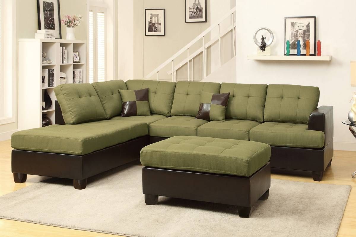 Abby Green Sectional Sofa W/ Ottoman Inside Sage Green Sectional Sofas (View 2 of 15)