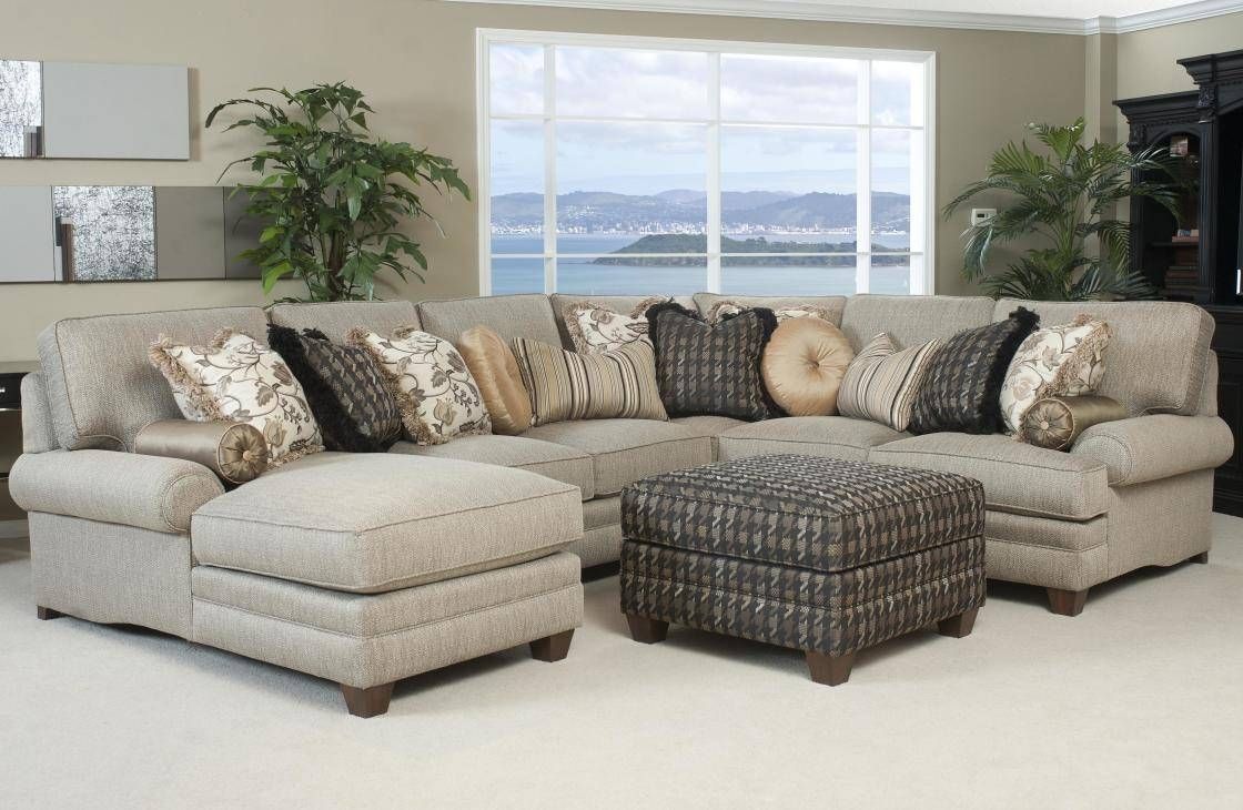 Abbyson Living Charlotte Beige Sectional Sofa And Ottoman With Abbyson Sectional Sofas (Photo 11 of 15)