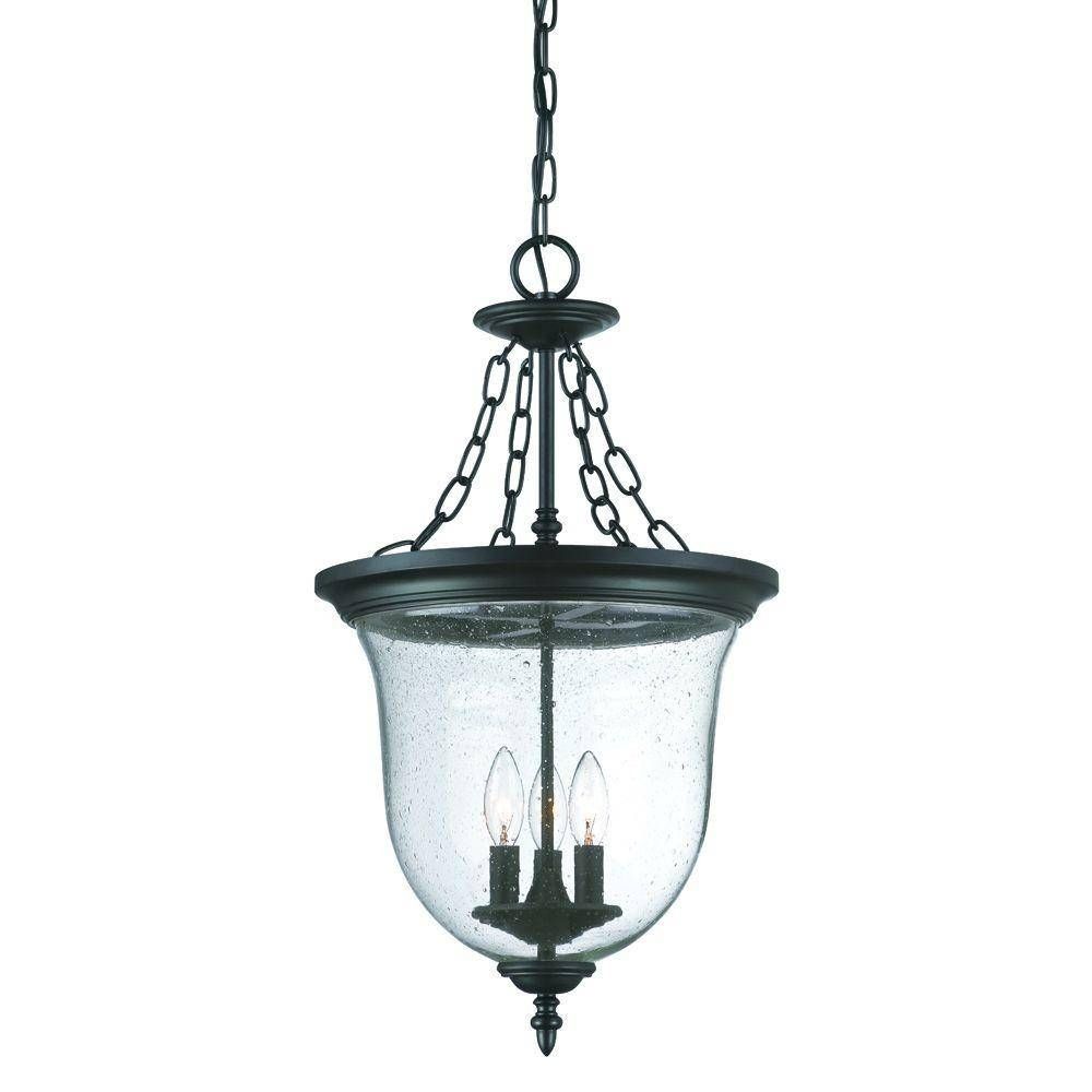 Acclaim Lighting Naples Collection 3 Light Matte Black Outdoor Within Home Depot Outdoor Pendant Lights (Photo 14 of 15)