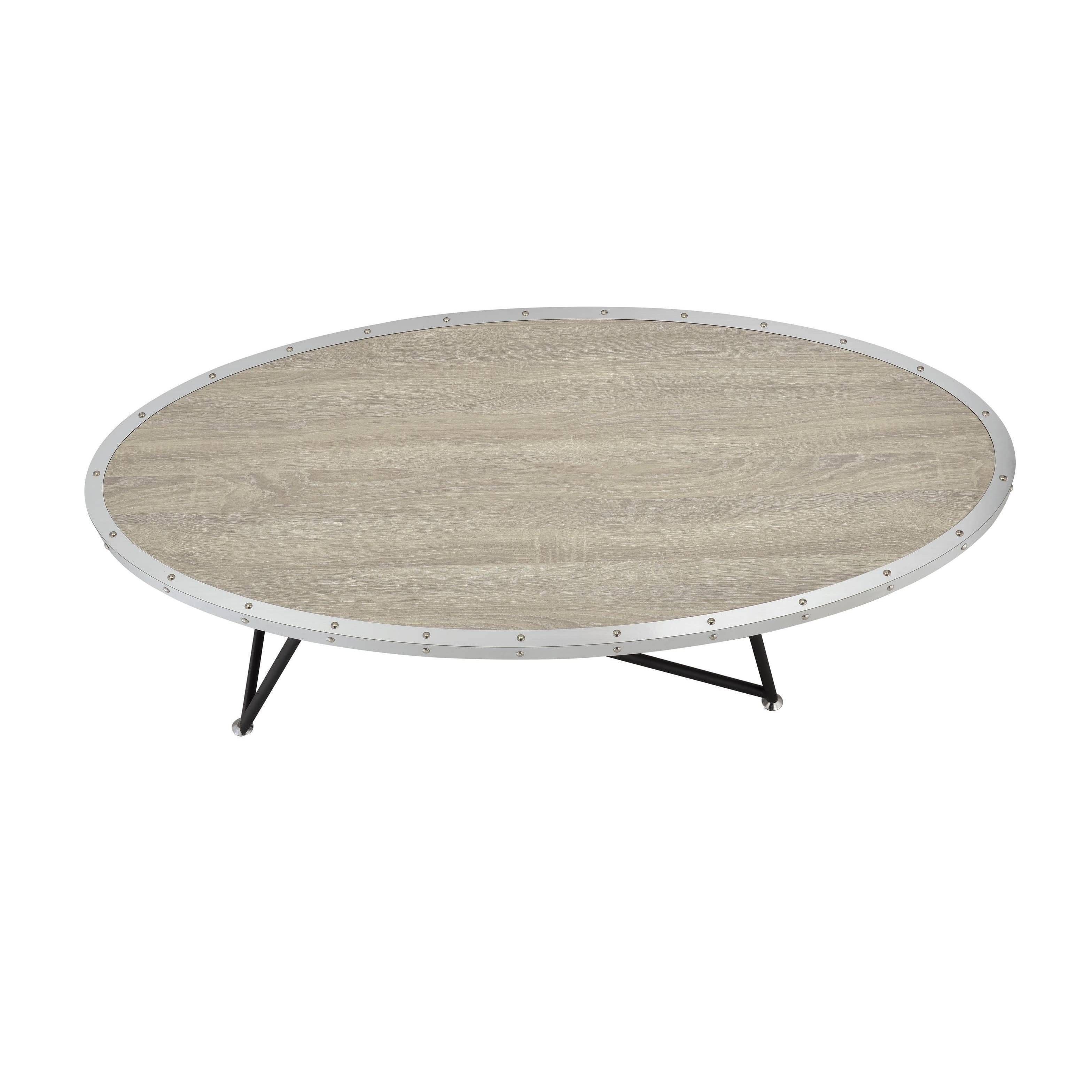Acme Furniture Allis Dark Oak And Metal Oval Coffee Table Within Metal Oval Coffee Tables (View 9 of 15)