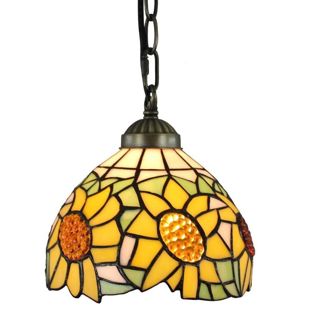 Amora Lighting 1 Light Multicolored Tiffany Style Sunflower For Multi Coloured Pendant Lights (View 8 of 15)