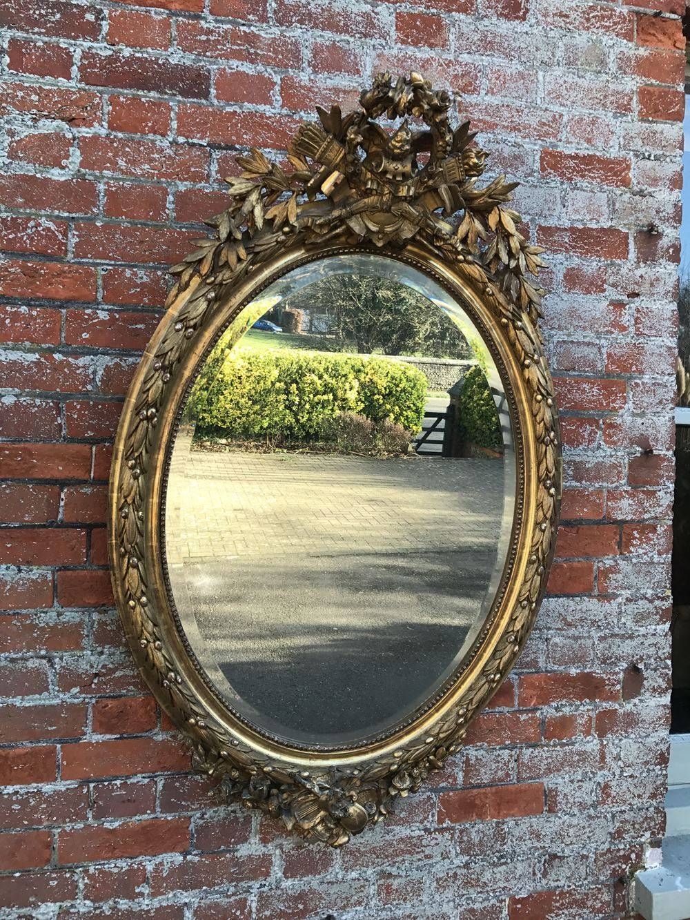 An Exquisite Antique 19th Century French Carved Wood & Gesso Within Oval French Mirrors (View 13 of 15)