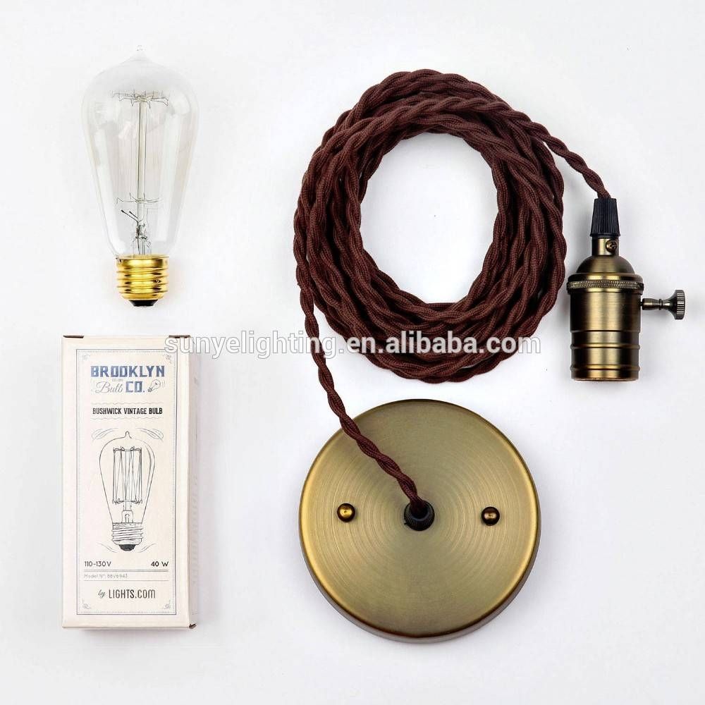 Antique Brass Hanging Lamp Vintage/lamp Parts Pendant Light Cord Throughout Cord Sets For Pendant Lights (View 7 of 15)