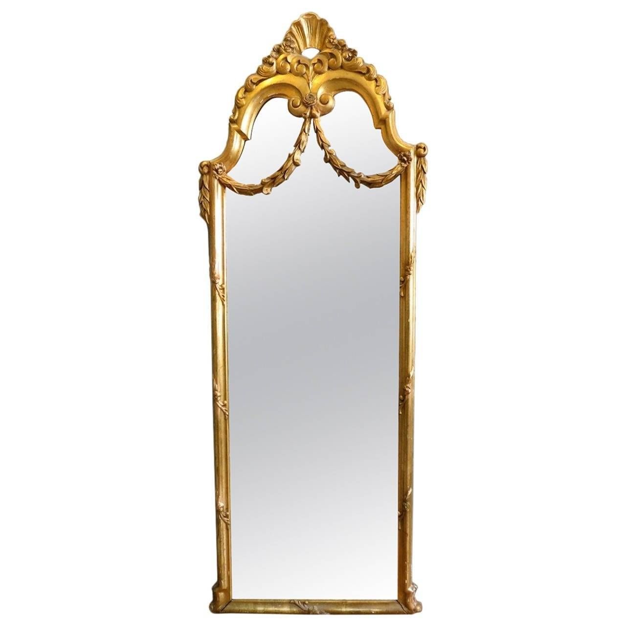 Antique French Gold Gilt Floor Standing Mirror At 1stdibs With Gold Gilt Mirrors (View 9 of 15)