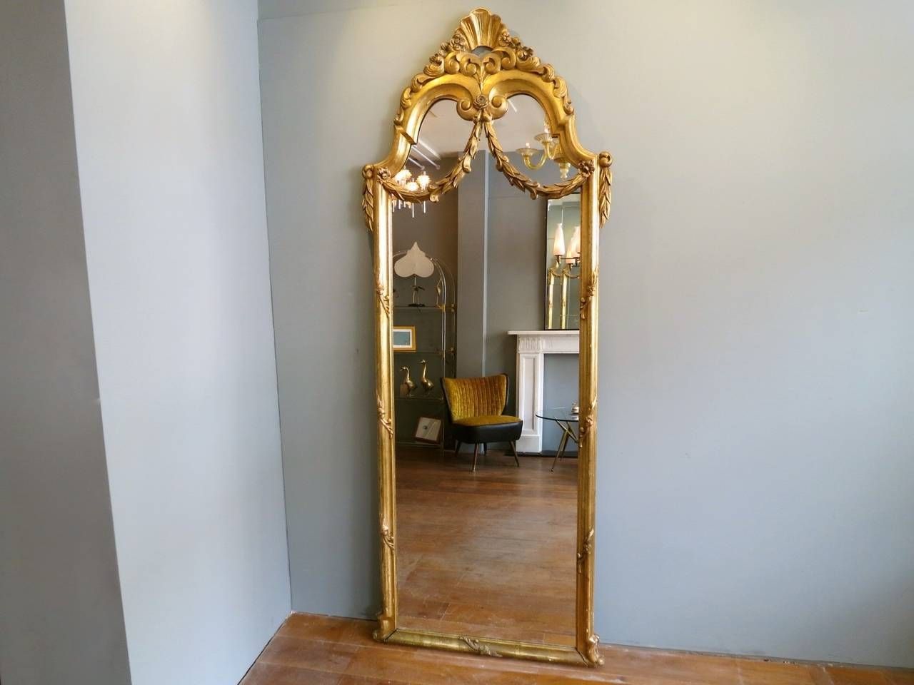 Antique French Gold Gilt Floor Standing Mirror At 1stdibs Within Rococo Floor Mirrors (View 1 of 15)