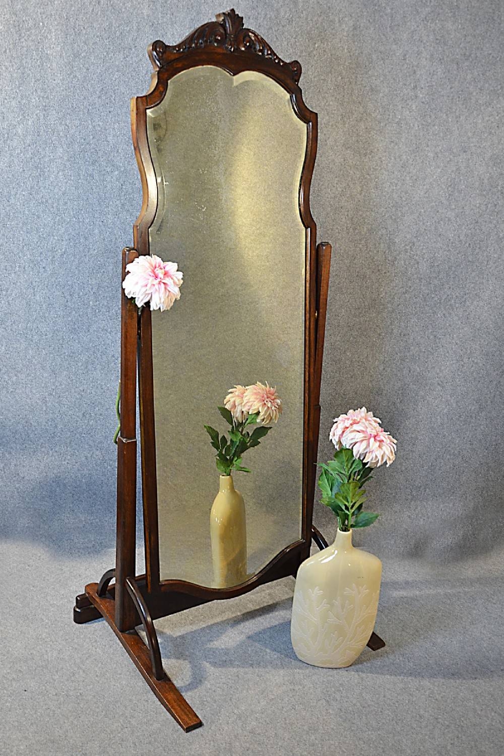 Antique Mirror Cheval Large Vanity Full Length Dressing English Intended For Full Length Antique Mirrors (Photo 1 of 15)