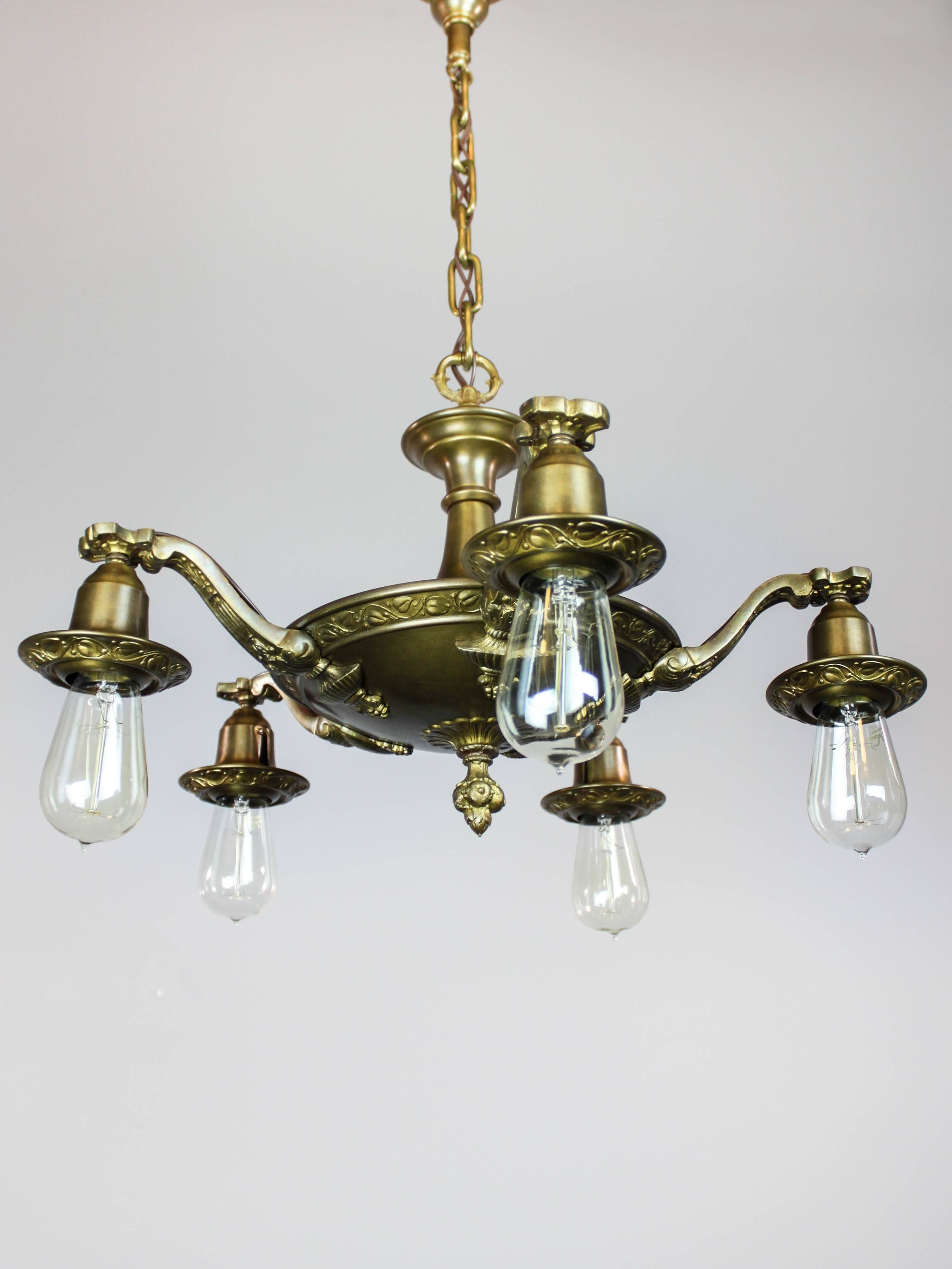 Art Nouveau Bare Bulb Light Fixture (5 Light) | In Bare Bulb Lights Fixtures (Photo 14 of 15)