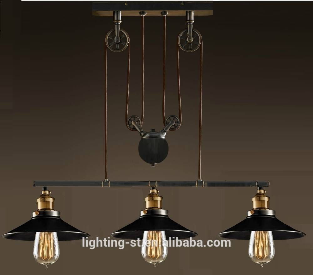 Artistic Pendant Light With 3 Lights In Pulley Block Design Morden Pertaining To Pulley Pendant Lighting (Photo 14 of 15)