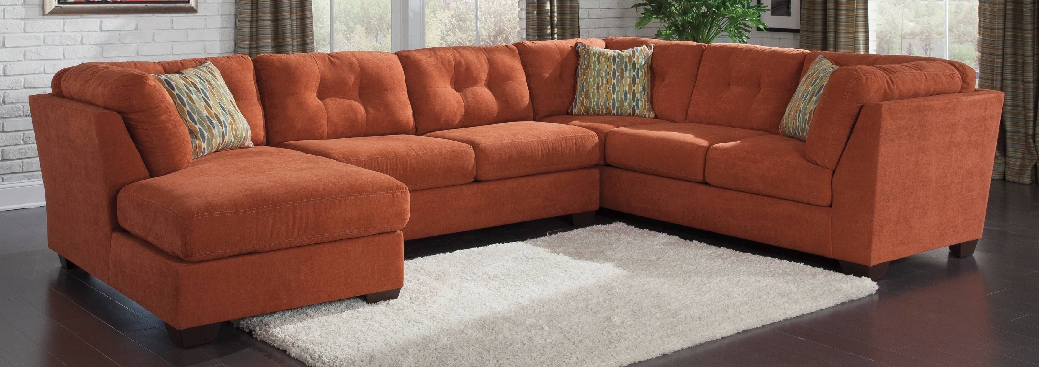 Ashley Furniture Delta City Rust Laf Corner Chaise Sectional Inside Burnt Orange Sectional Sofas (View 15 of 15)
