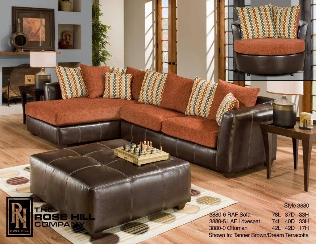 leather southwest style burnt orange sectional sofa