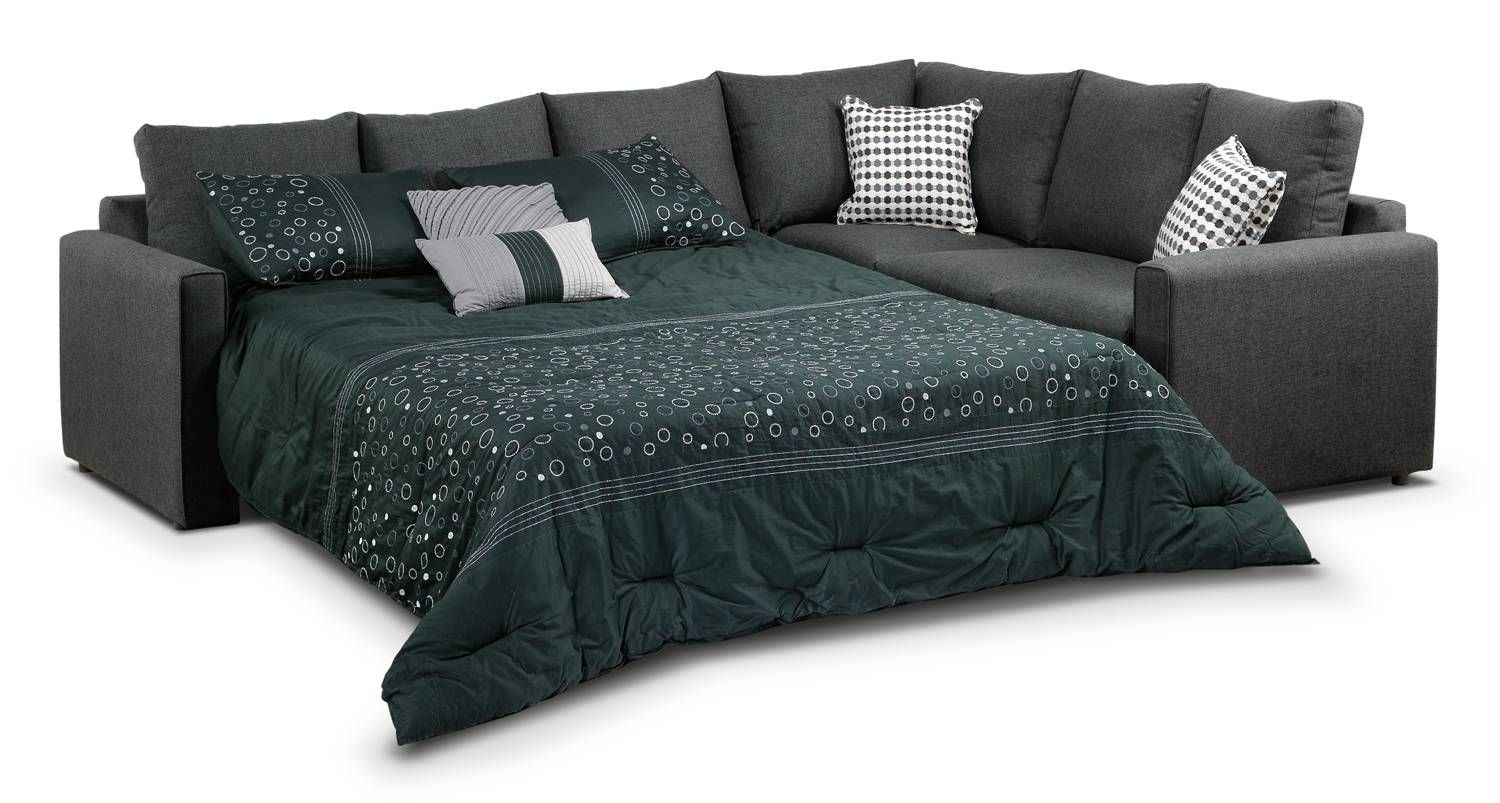 Athina 2 Piece Left Facing Queen Sofa Bed Sectional – Charcoal With Regard To Queen Sofa Beds (View 4 of 15)