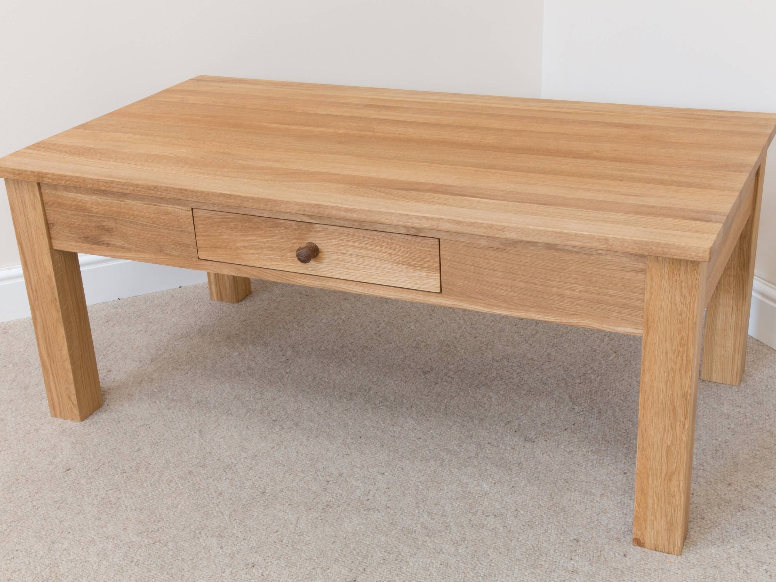 Baltic Large Solid Oak Coffee Table With Drawer In Solid Oak Coffee Tables (View 10 of 15)