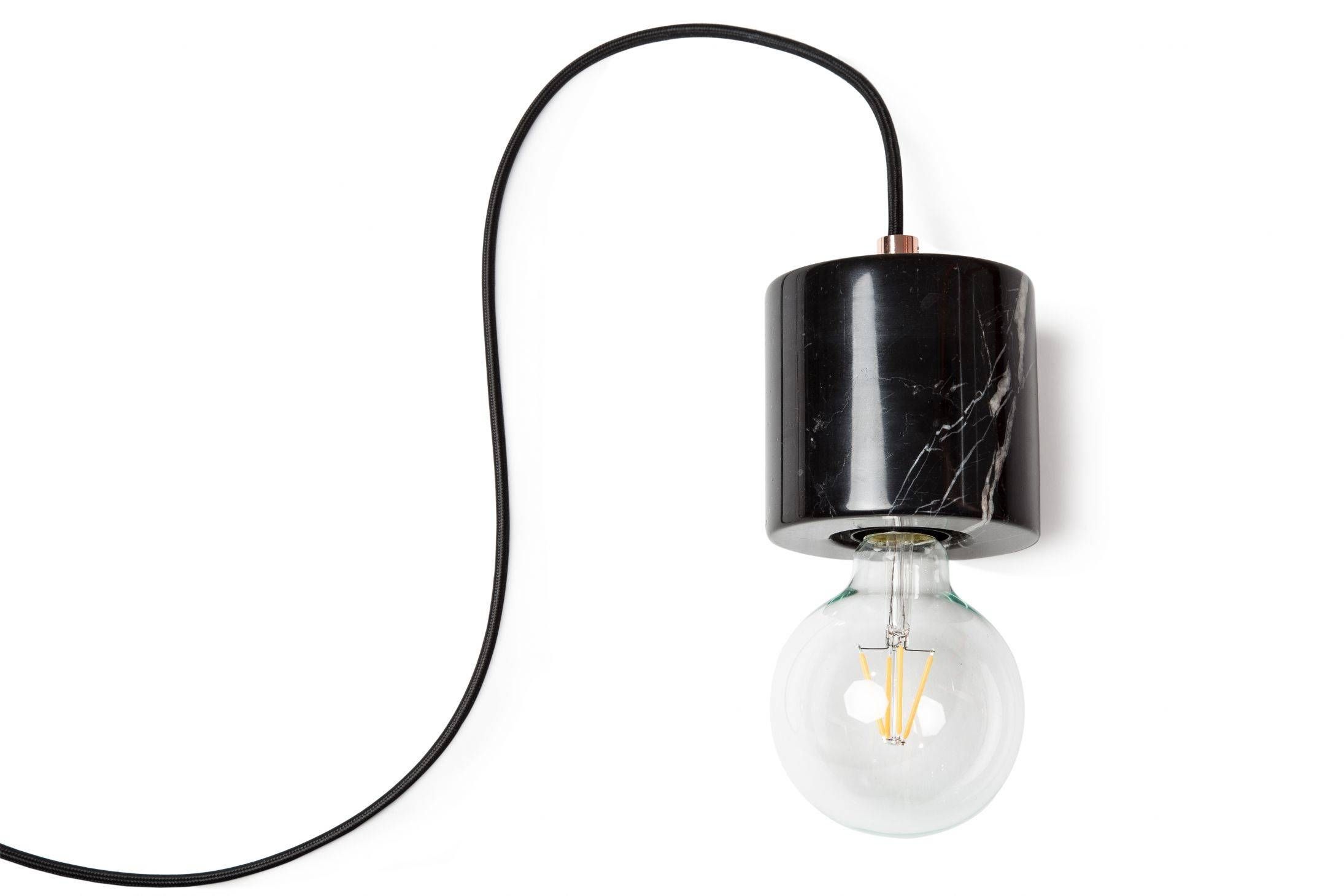 Bare Bulb Marble Pendant – Black | Mid Century Modern In Exposed Bulb Pendant Lights (Photo 10 of 15)