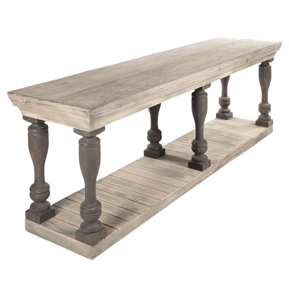 Bartow Masculine French Country Rustic Baluster Long Console Table Pertaining To Country Sofa Tables (View 8 of 15)