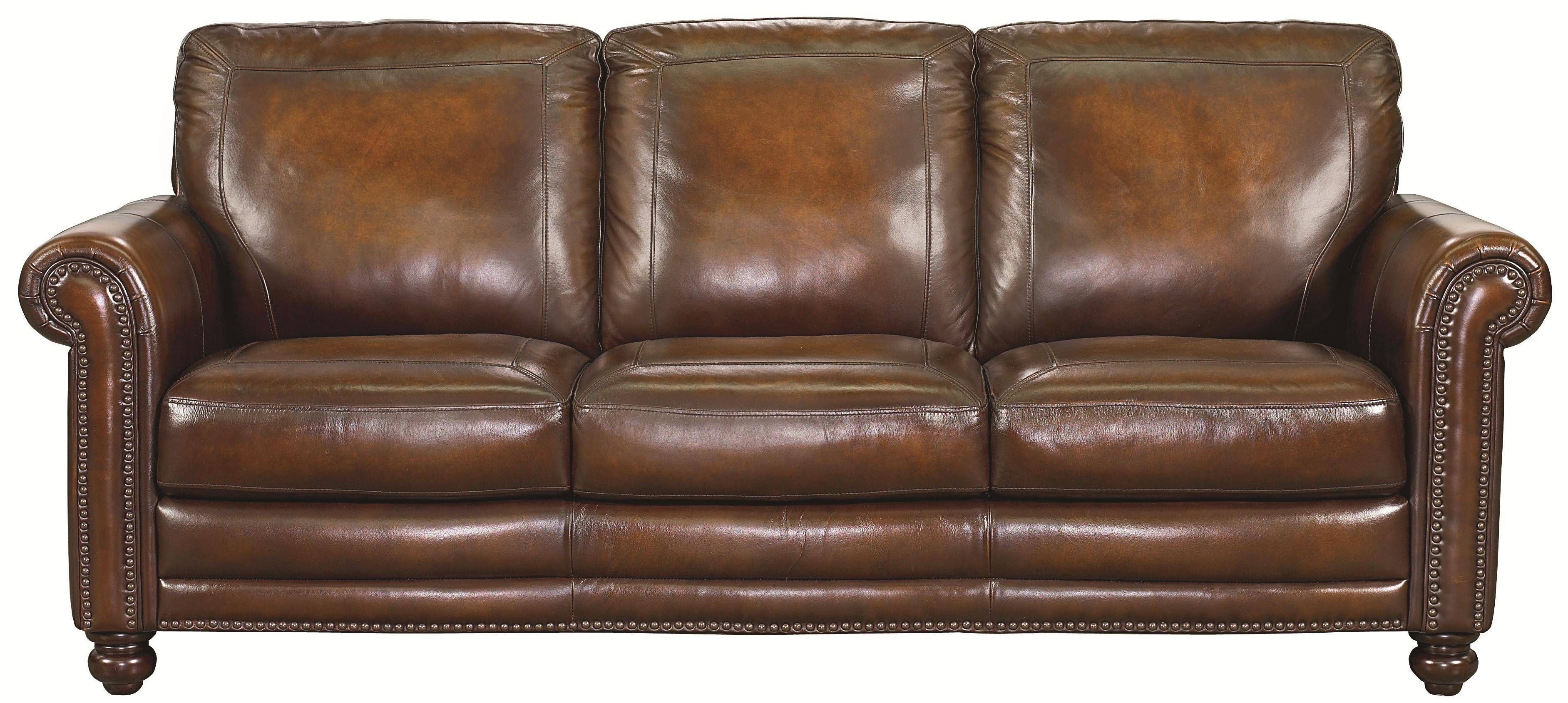 Bassett Hamilton Traditional Sofa With Nail Head Trim – Great Inside Brown Leather Sofas With Nailhead Trim (Photo 7 of 15)