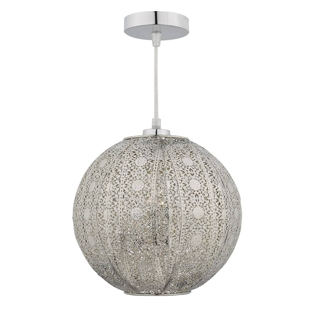 Bazar Filigree Style Globe Pendant Antique Silver With Regard To Easy Fit Pendant Lights (View 14 of 15)