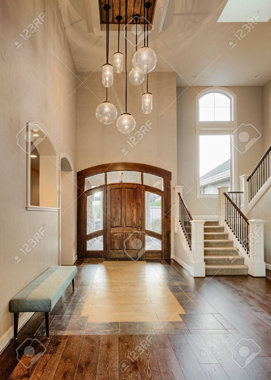 Beautiful Foyer In Home; Entryway With Stairs, Pendant Lights Intended For Entryway Pendant Lights (Photo 5 of 15)