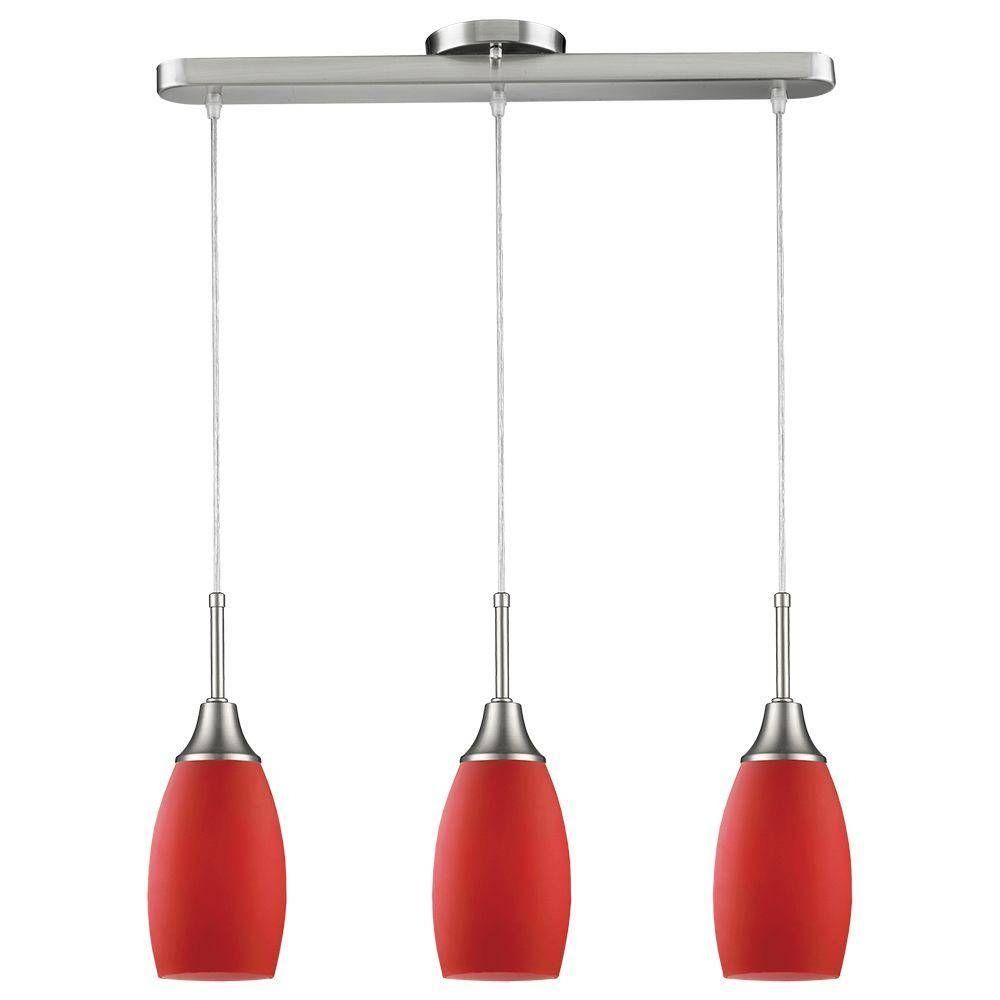 Beldi Peak Collection 3 Light Red And Nickel Pendant 1932 P3 Red In Red Kitchen Pendant Lights (View 13 of 15)