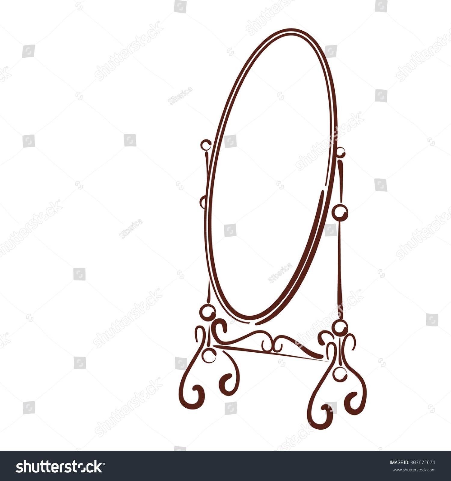 Big Standing Mirror Vintage Interior Sketch Stock Vector 303672674 Within Vintage Standing Mirrors (View 10 of 15)