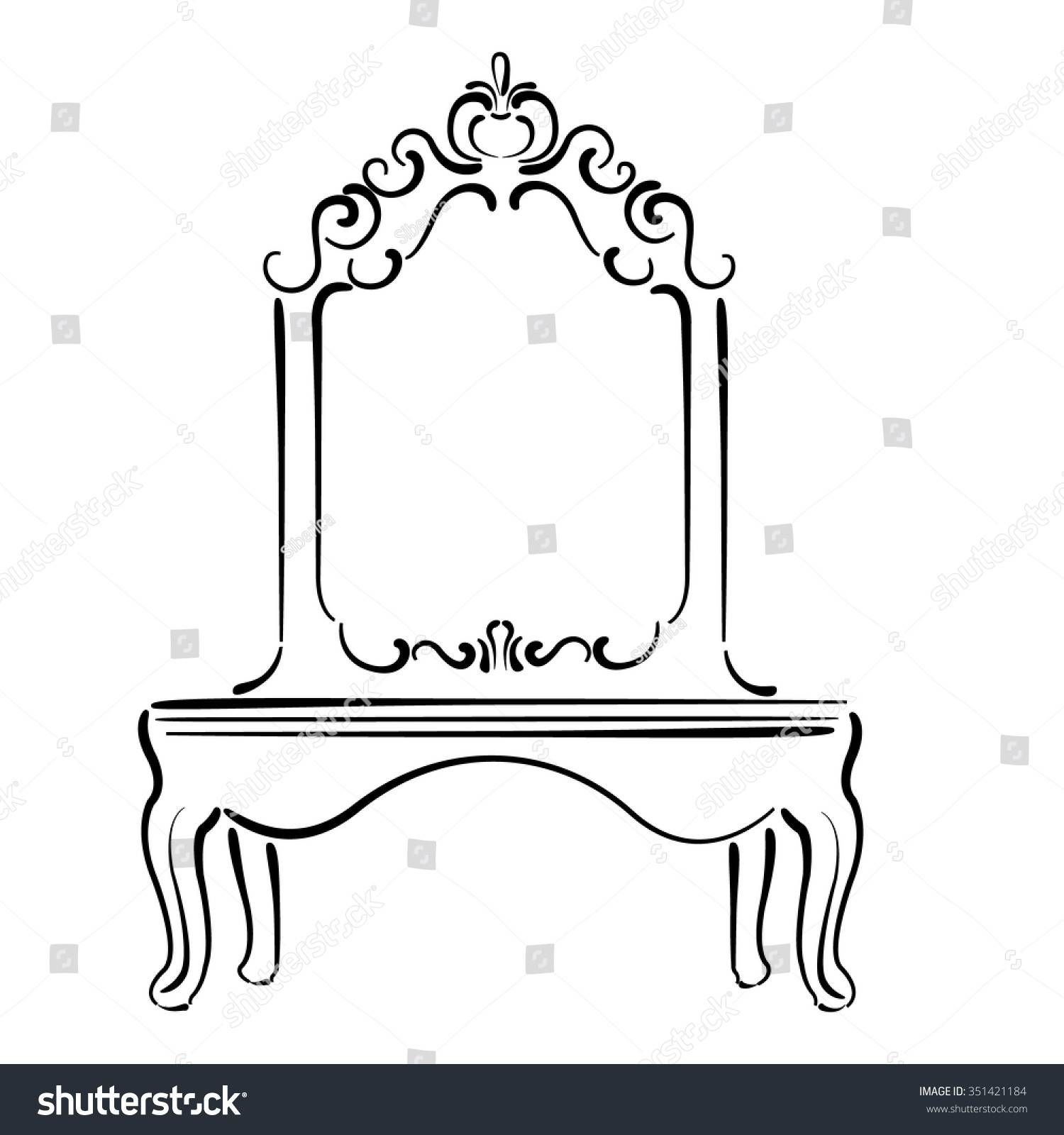 Big Standing Mirror Vintage Interior Sketch Stock Vector 351421184 Throughout Vintage Standing Mirrors (View 15 of 15)
