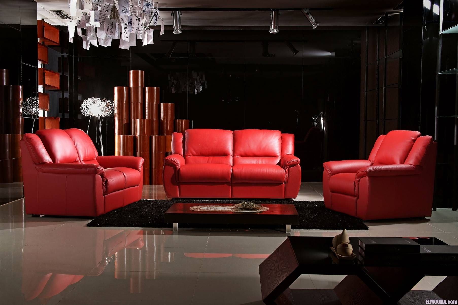 Black And Red Living Room. Vig Red U0026 Black Leather Sectional Throughout Dark Red Leather Couches (Photo 15 of 15)