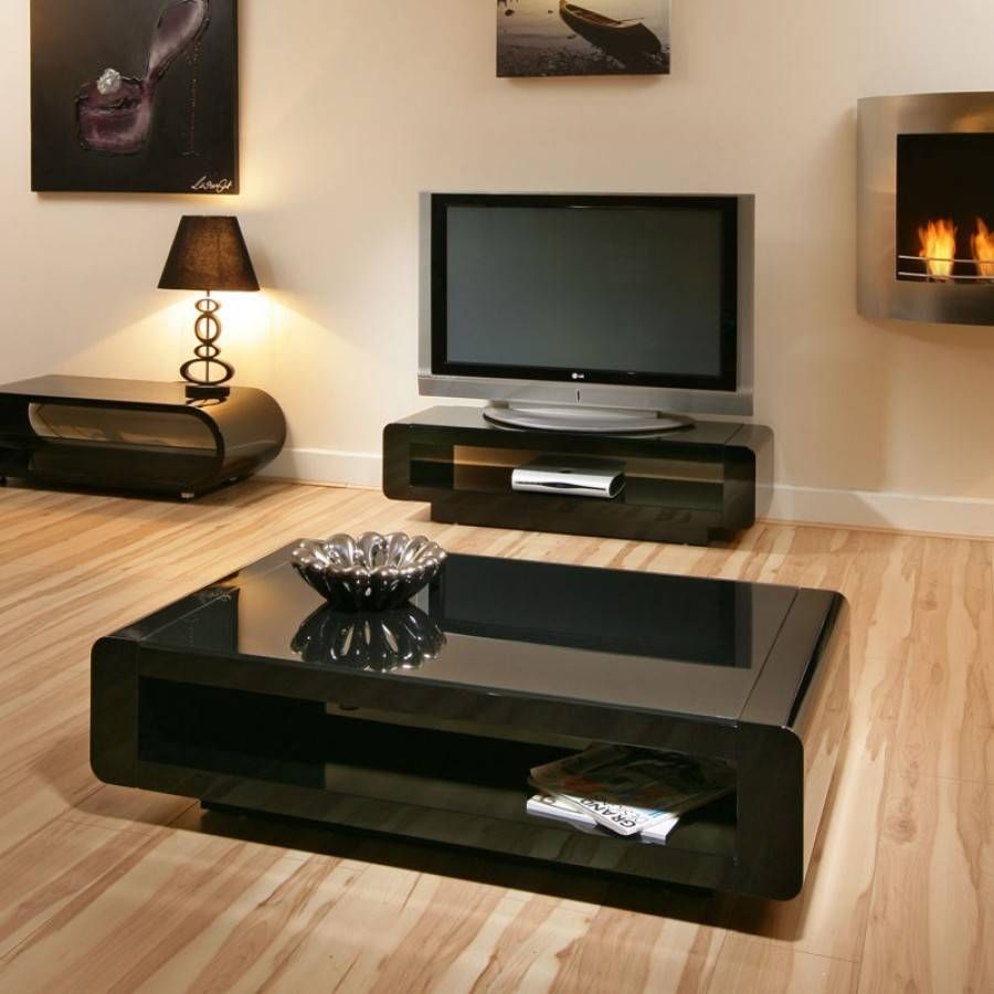 Black Gloss Coffee / Lamp / Side Table Black Glass Top Modern New Pertaining To Modern Black Glass Coffee Table (View 5 of 15)