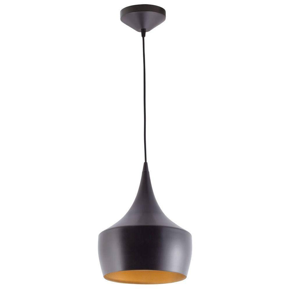 Black – Mini – Pendant Lights – Hanging Lights – The Home Depot Within Black And Gold Pendant Lights (Photo 8 of 15)