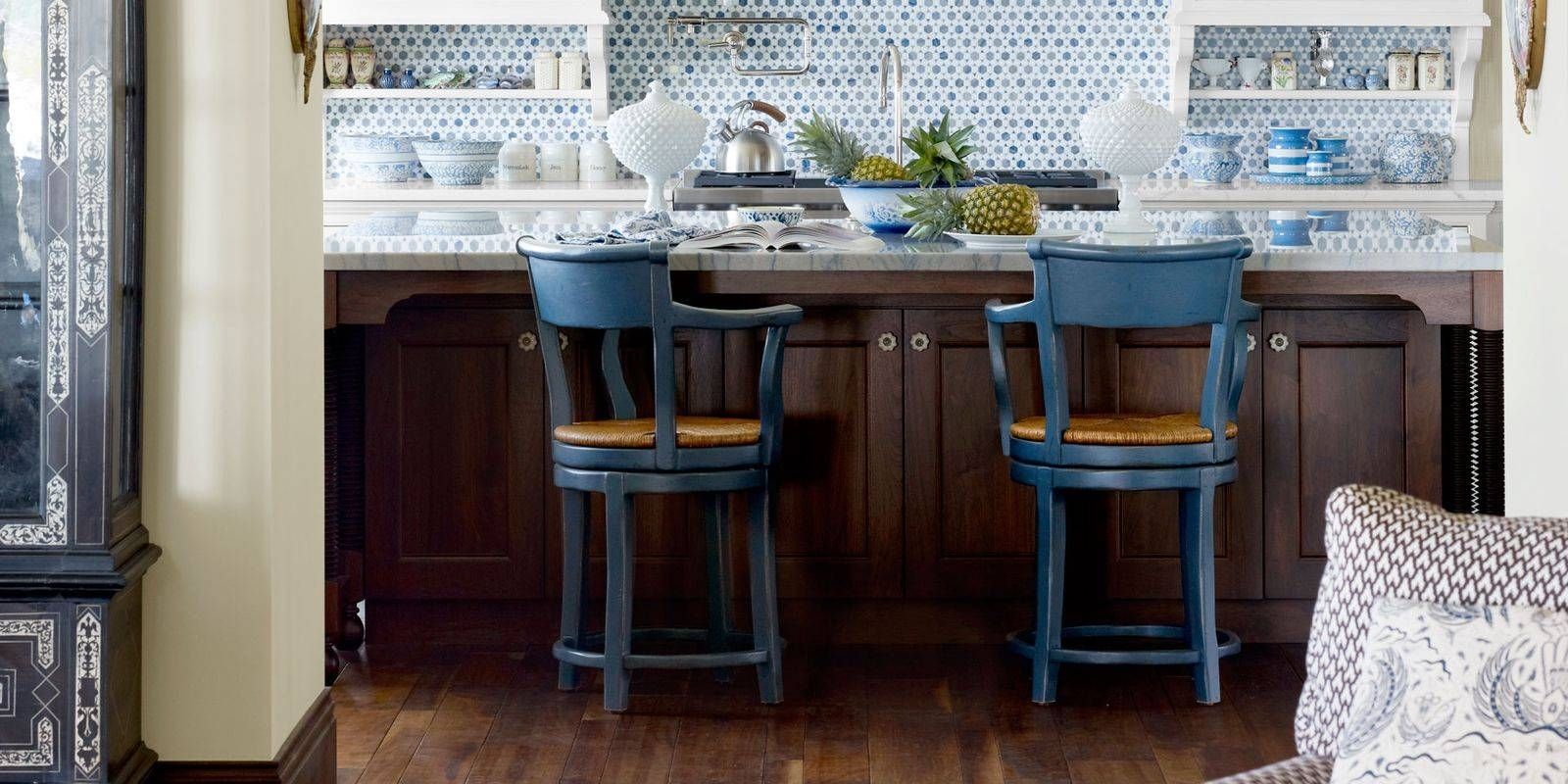Blue Exotic Kitchen – House Beautiful Pinterest Favorite Pins July With Blue Mercury Glass Pendant Lights (View 13 of 15)