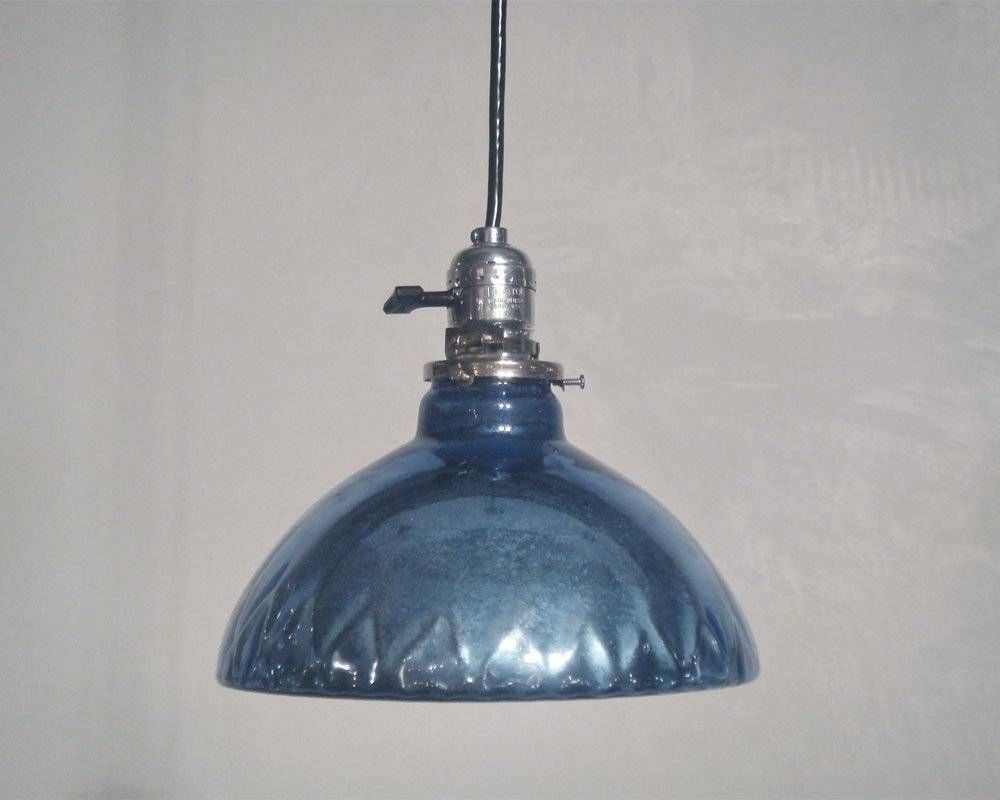 Blue Mercury Glass" Oil Lamp Shade Pendant Lights At 1stdibs Regarding Blue Mercury Glass Pendant Lights (View 8 of 15)