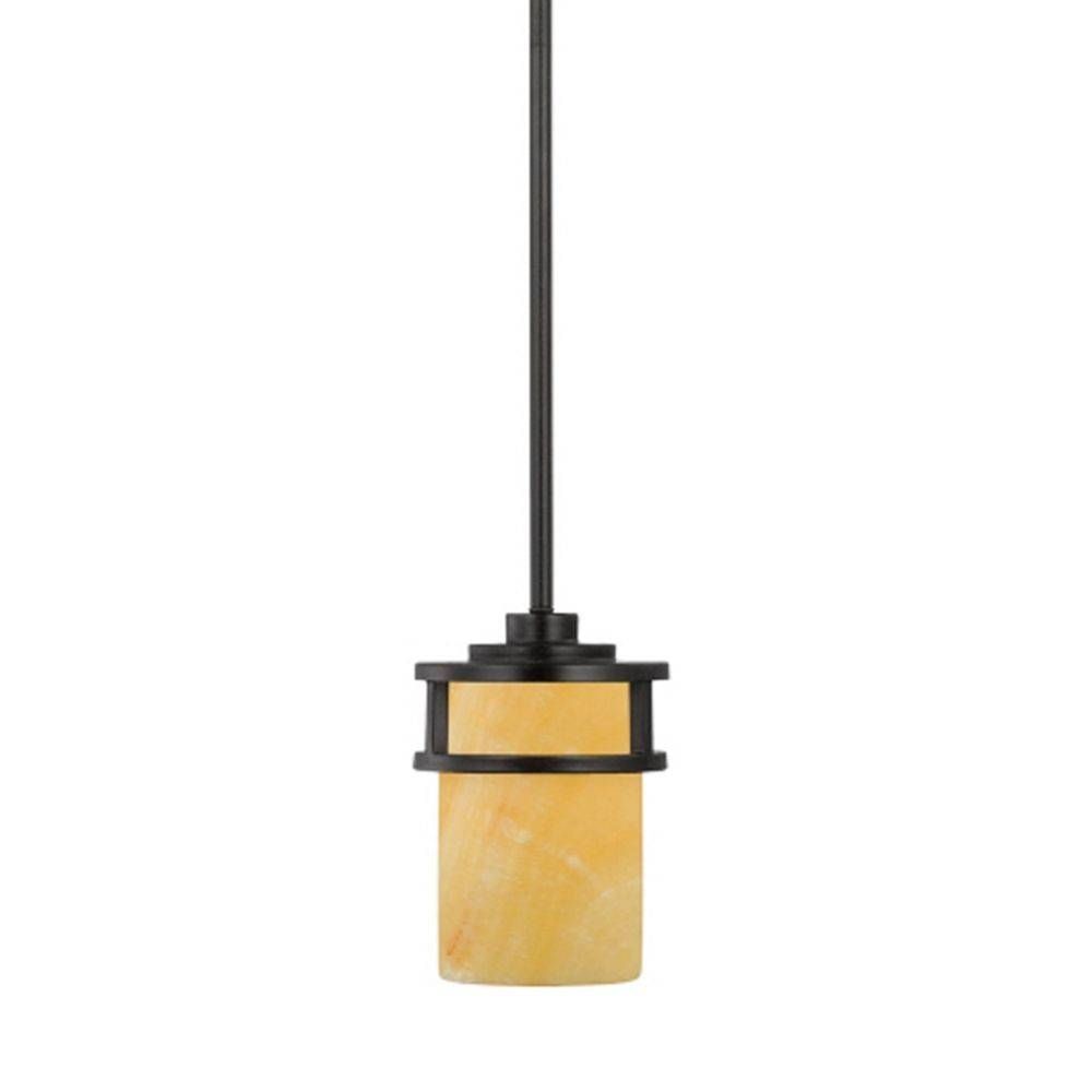 Bronze Mini Pendant Light With Onyx Cylinder Shade | Ky1508ib With Regard To Quoizel Pendant Lights Fixtures (View 2 of 15)