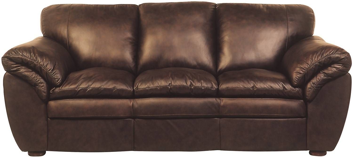 Brown 100% Genuine Leather Sofa | The Brick Throughout Brown Leather Sofas With Nailhead Trim (Photo 6 of 15)