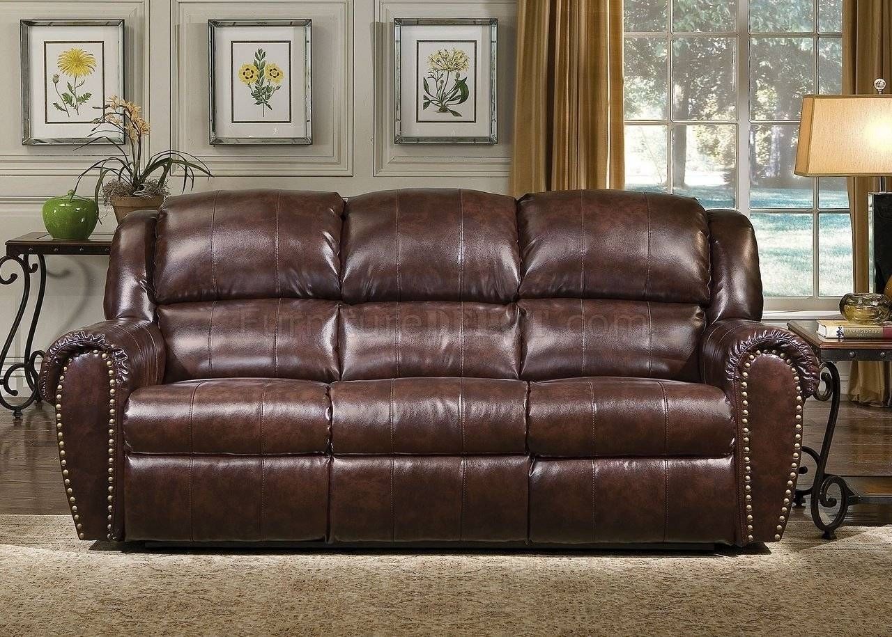 Brown Bonded Leather Sofa & Chair Set W/reclining Seats Regarding Bonded Leather Sofas (View 10 of 15)