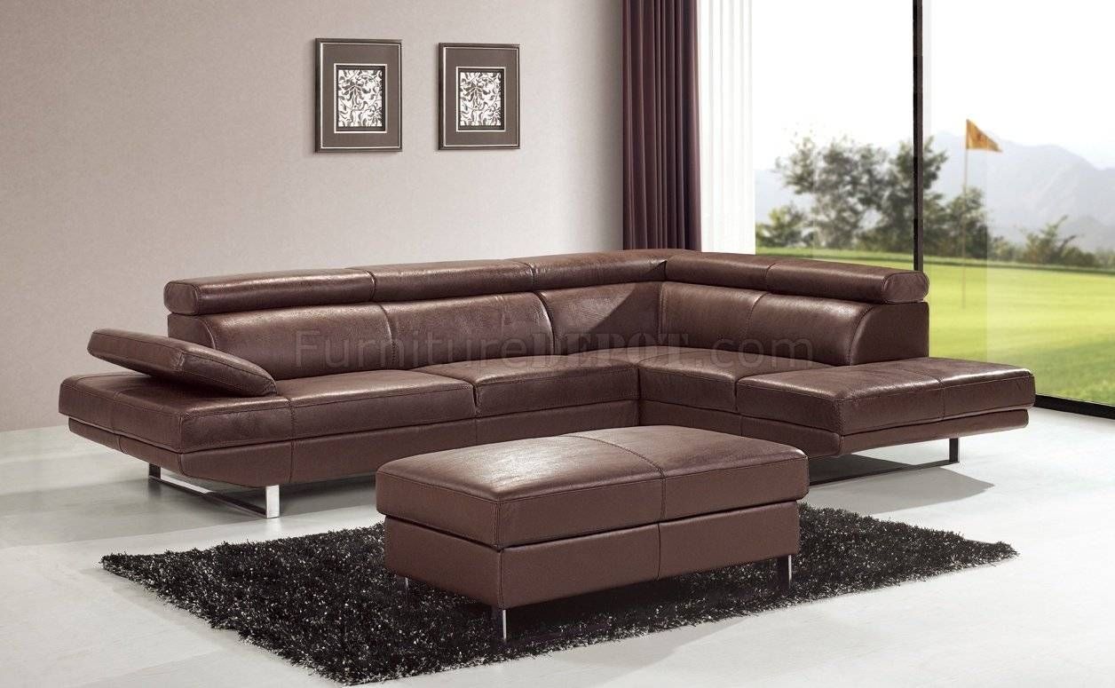 Brown Top Grain Full Leather Modern Sectional Sofa W/metal Legs Throughout Leather Modern Sectional Sofas (View 10 of 15)