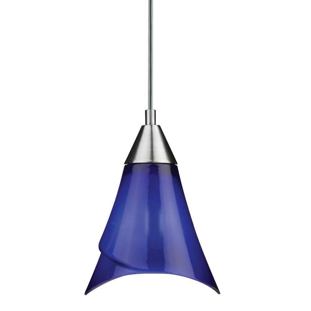 Brushed Nickel Blue Glass Mini Pendant Light – Free Shipping On In Blue Pendant Lights For Kitchen (View 10 of 15)