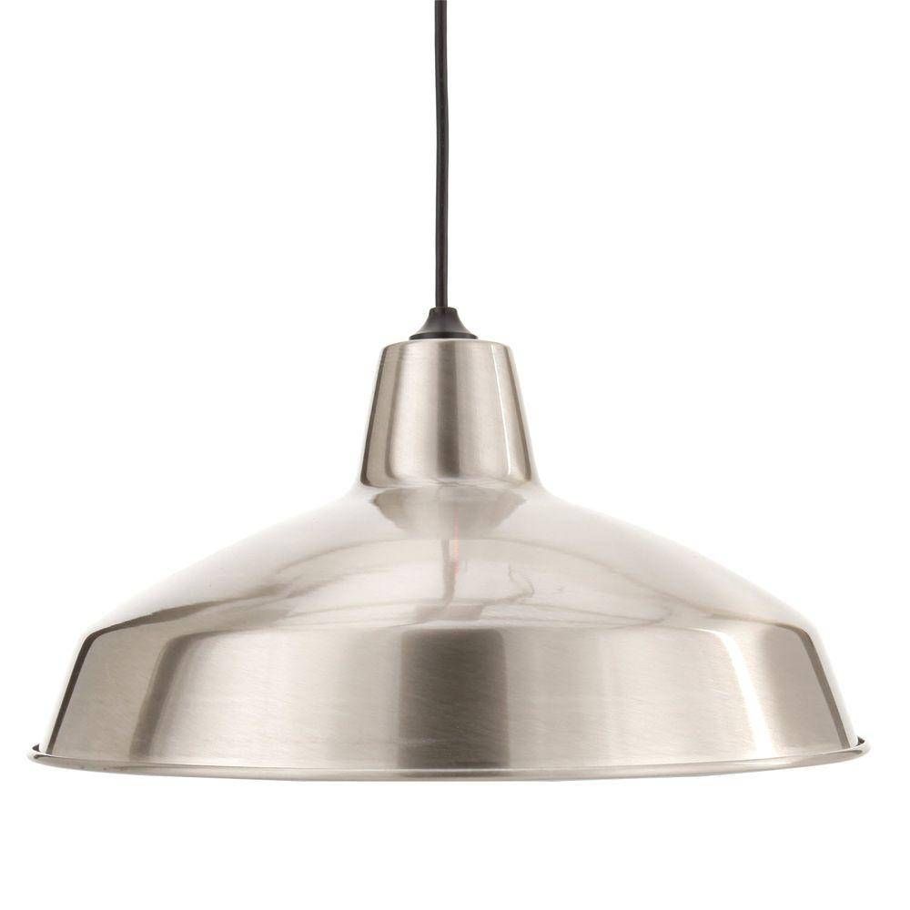Brushed Nickel – Pendant Lights – Hanging Lights – The Home Depot Pertaining To Barn Pendant Lights Fixtures (Photo 7 of 15)