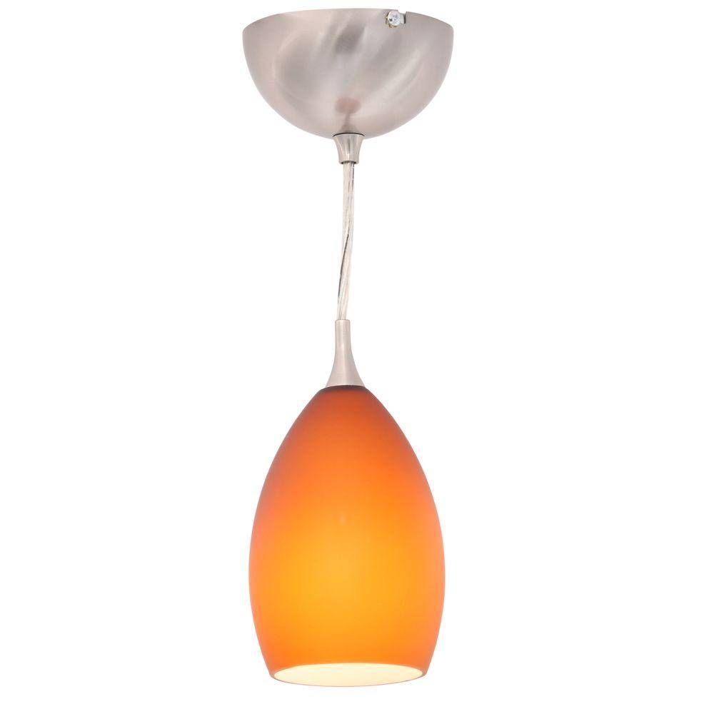 Brushed Nickel – Pendant Lights – Hanging Lights – The Home Depot With Regard To Coloured Glass Pendant Lights (Photo 15 of 15)