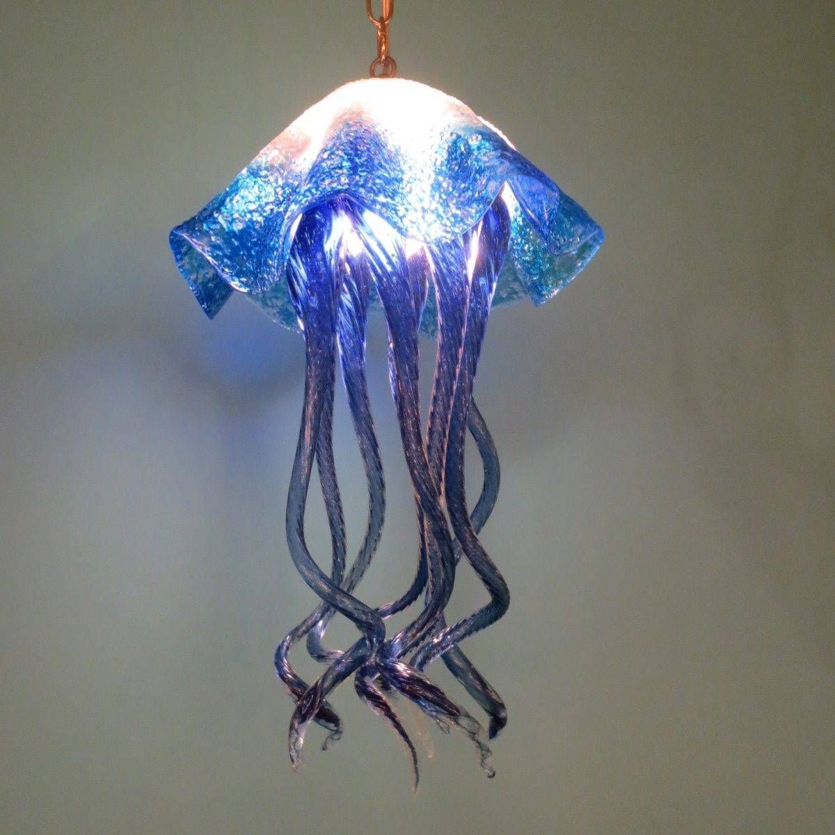 Buy A Hand Made Blown Glass Chandelier Jellyfish Light – Art Glass Within Jellyfish Inspired Pendant Lights (View 1 of 15)