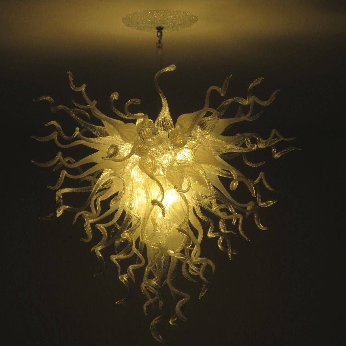 Buy A Handmade Blown Glass Chandelier – White Chandelier – Art Intended For Jellyfish Lights Shades (Photo 11 of 15)