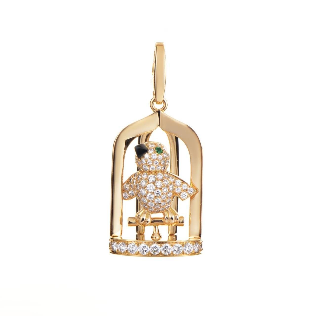 Cartier Precious Gemstone Gold Birdcage Pendant For Sale At 1stdibs Intended For Birdcage Pendants (Photo 6 of 15)