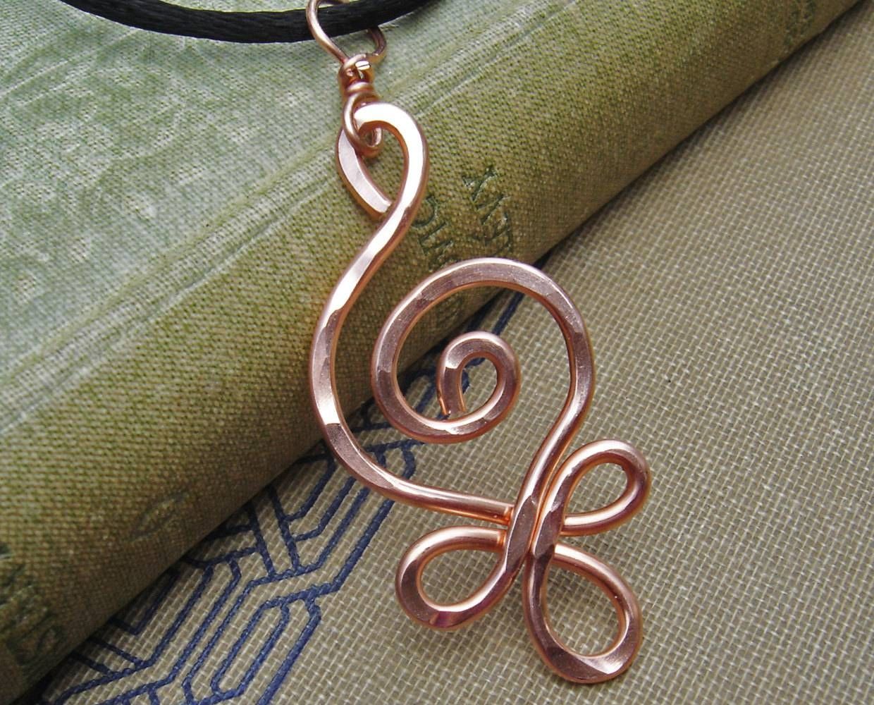Celtic Budding Spiral Copper Pendant Celtic Copper Necklace With Hammered Metal Pendants (View 13 of 15)