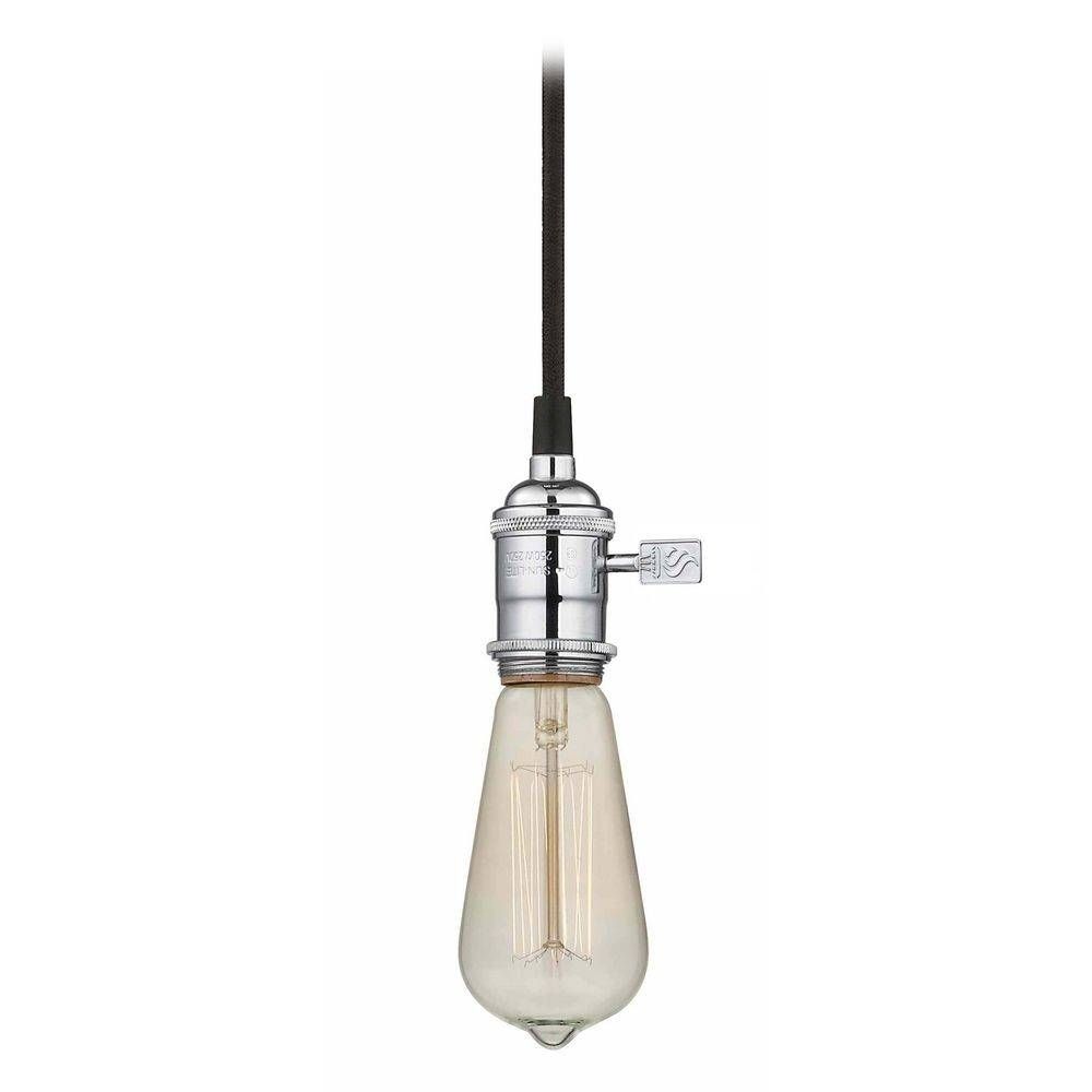 Chrome Bare Bulb Pendant Light With Squirrel Edison Bulb – 60 For Exposed Bulb Pendants (View 4 of 15)