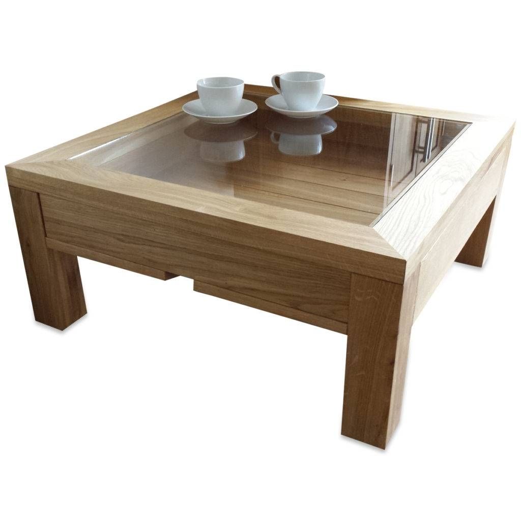 Coffee Table Glass Top Display Drawer – Amazoak For Oak Coffee Table With Glass Top (View 2 of 15)