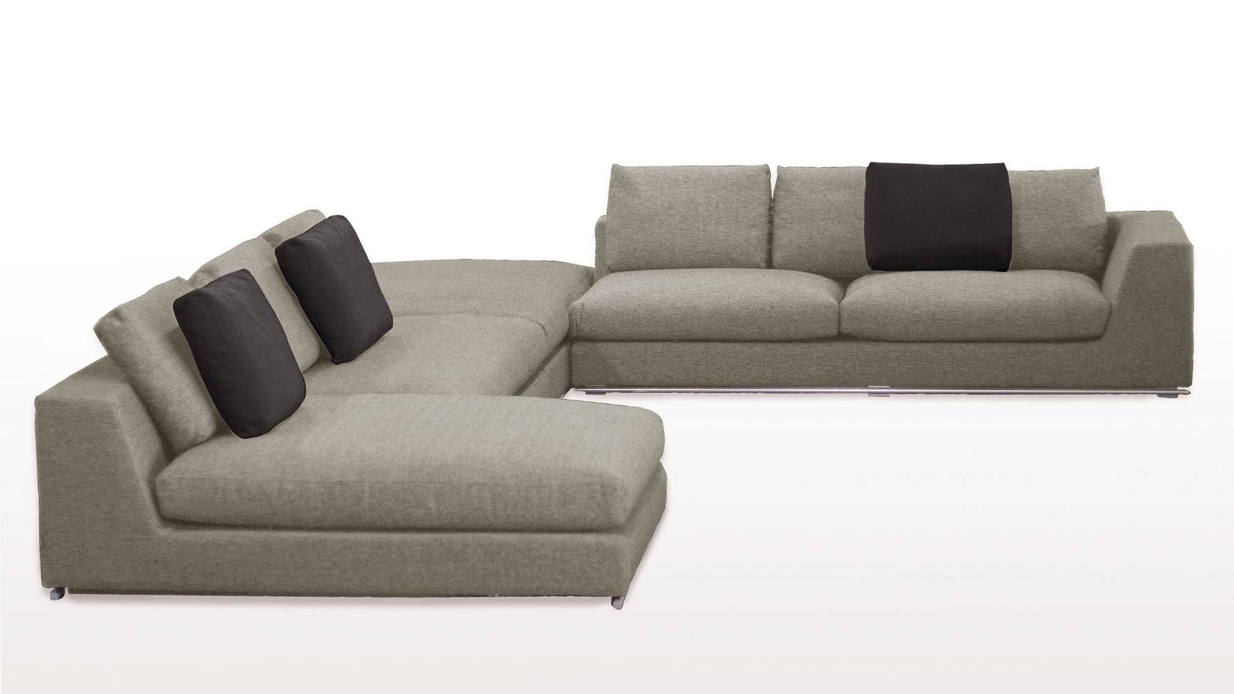 Comodo Sectional Sofa With Ottoman – Grey | Zuri Furniture Intended For Goose Down Sectional Sofas (Photo 7 of 15)