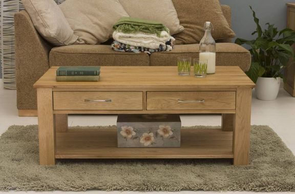 Conran Solid Oak Living Room Lounge Furniture Four Drawer Storage Within Oak Coffee Table With Storage ?width=576