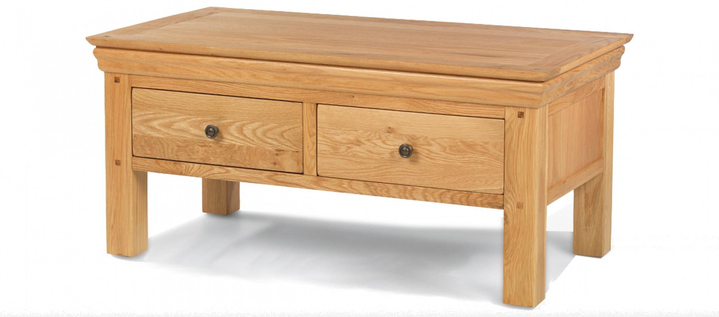 Constance Oak 2 Drawer Coffee Table | Quercus Living Inside Small Oak Coffee Tables (View 4 of 15)