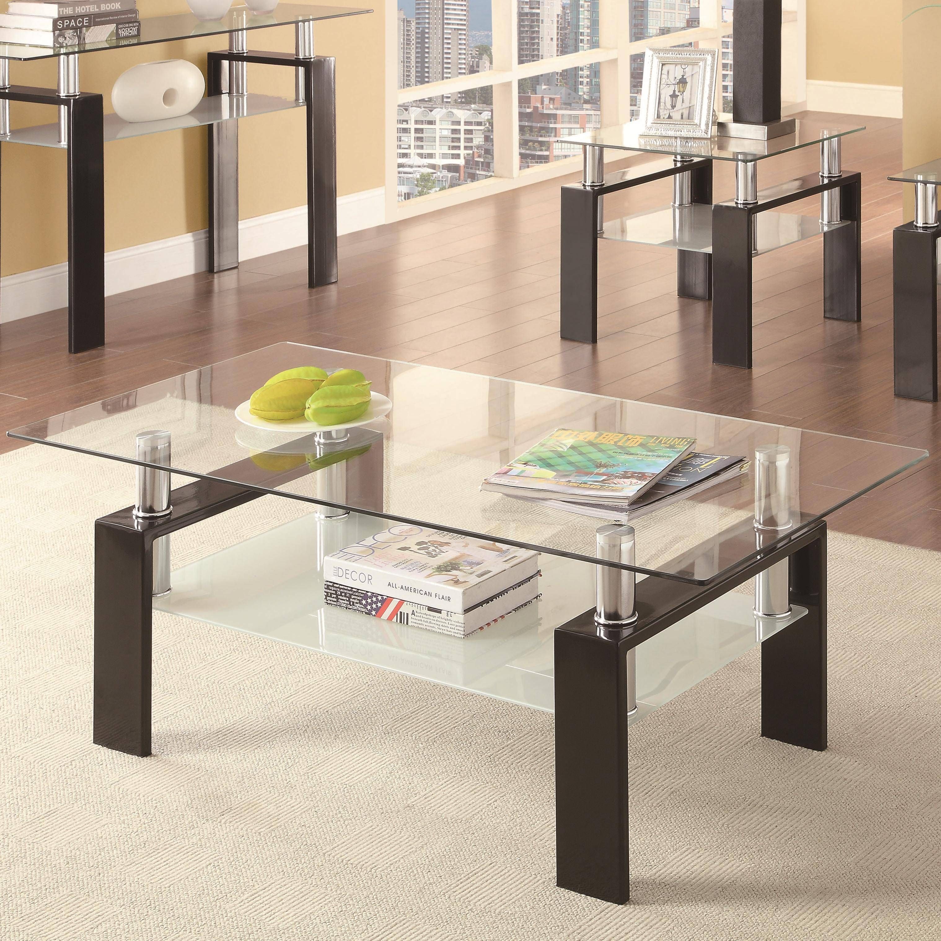 Contemporary Black Metal Glass Coffee Table | Occasional Tables With Glass And Black Metal Coffee Table (View 11 of 15)