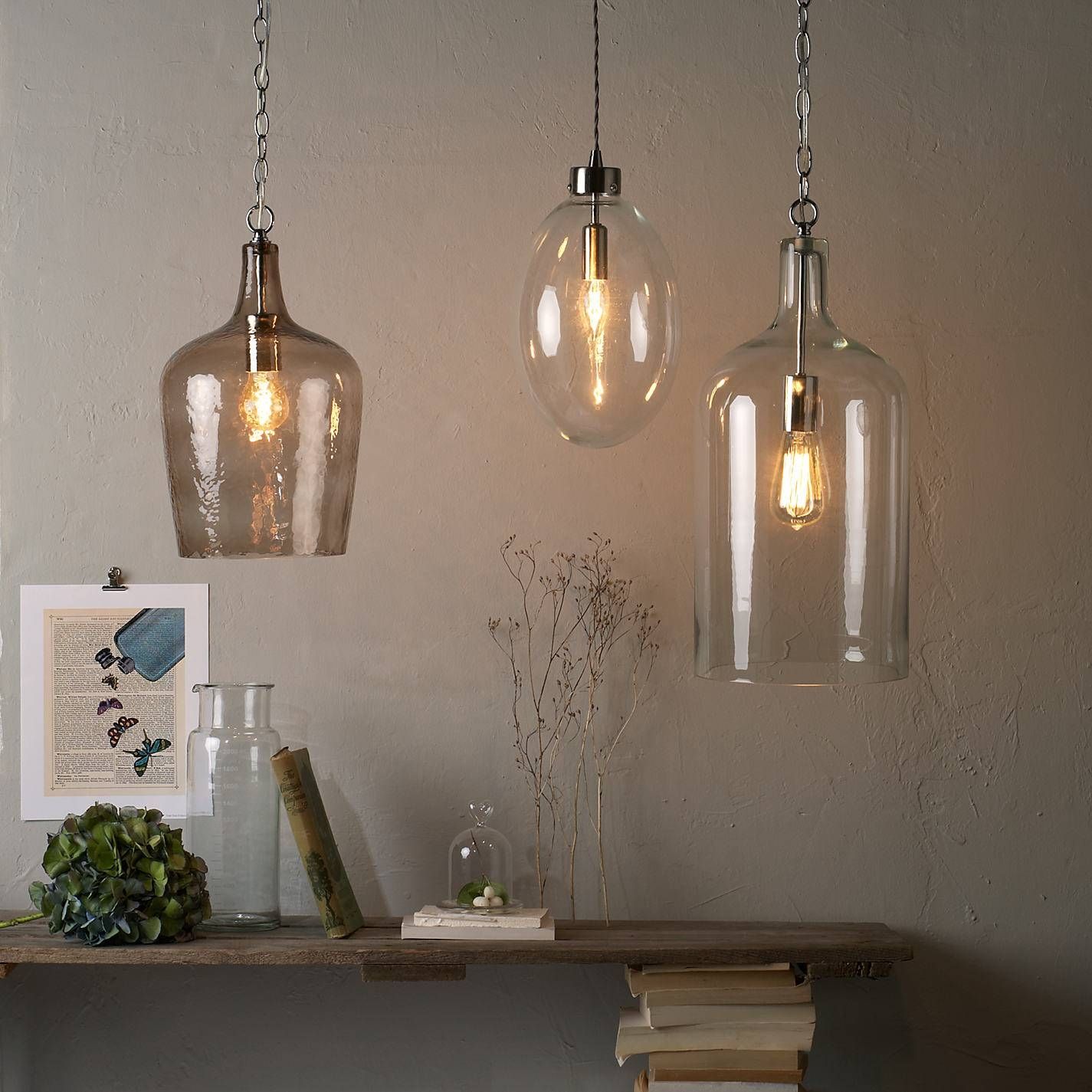 Contemporary Clear Glass Bottle Pendant Lamps Feature Iron Chain Inside Bottle Pendant Lights (Photo 7 of 15)