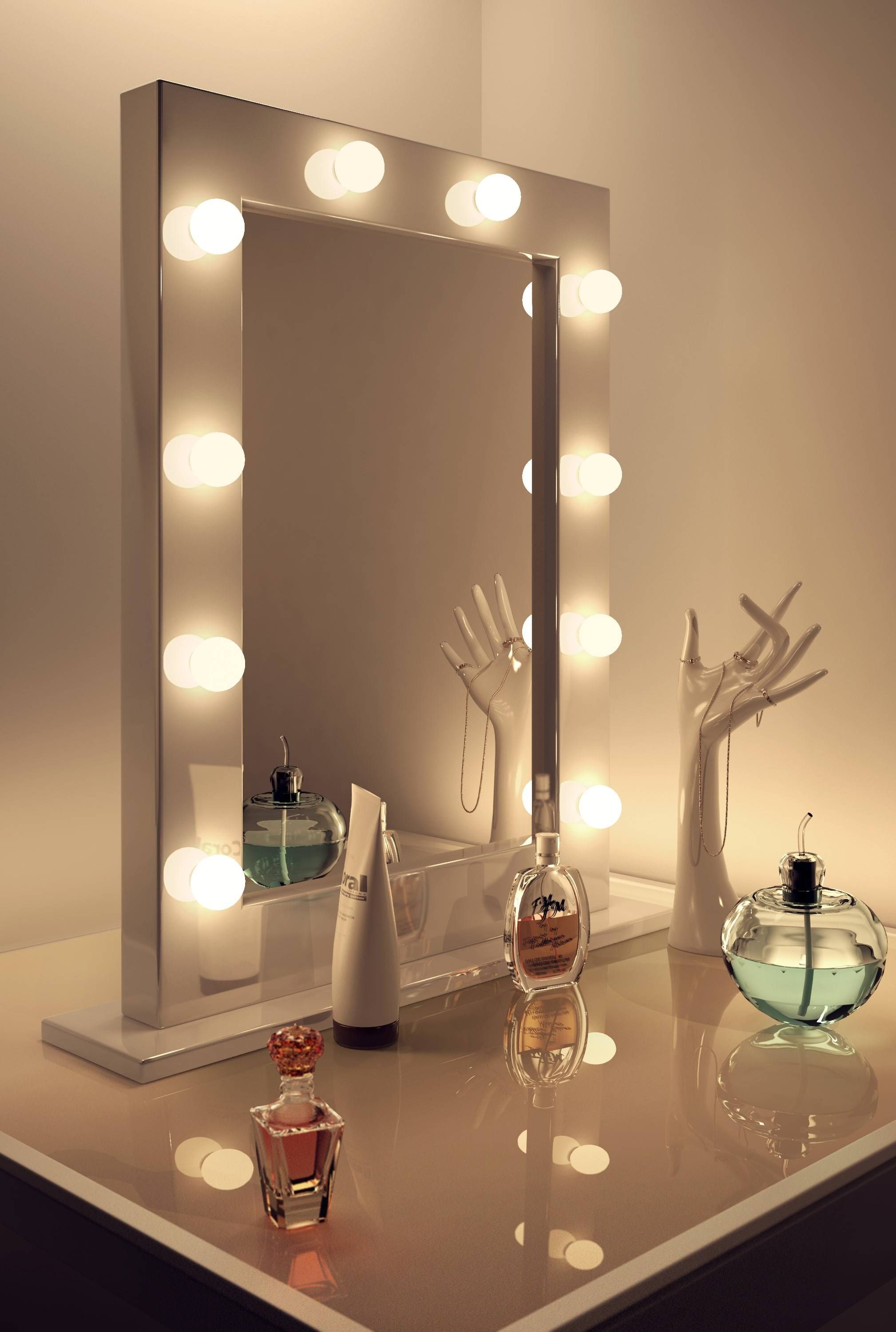 Contemporary Dressing Table With Free Standing Framed Mirror Decor Inside Free Standing Mirrors For Dressing Table (View 7 of 15)