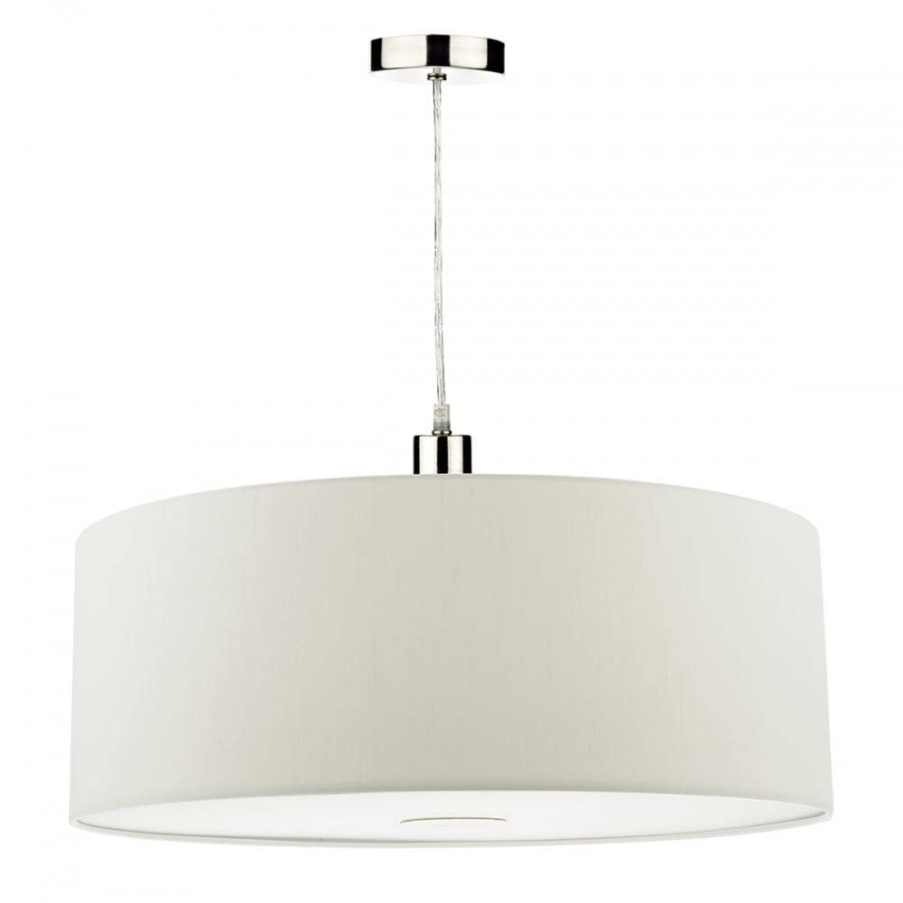 Contemporary White Faux Silk Easy Fit Pendant Shade With Diffuser Regarding Easy Fit Pendant Lights (Photo 5 of 15)